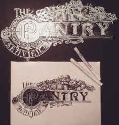 I was recently commissioned by The Pantry to create a hand drawn logo and illustrated chalkboards for this exciting new restaurant in Seaview! Their branding was inspired by traditional Victorian posters and ornate typography design.